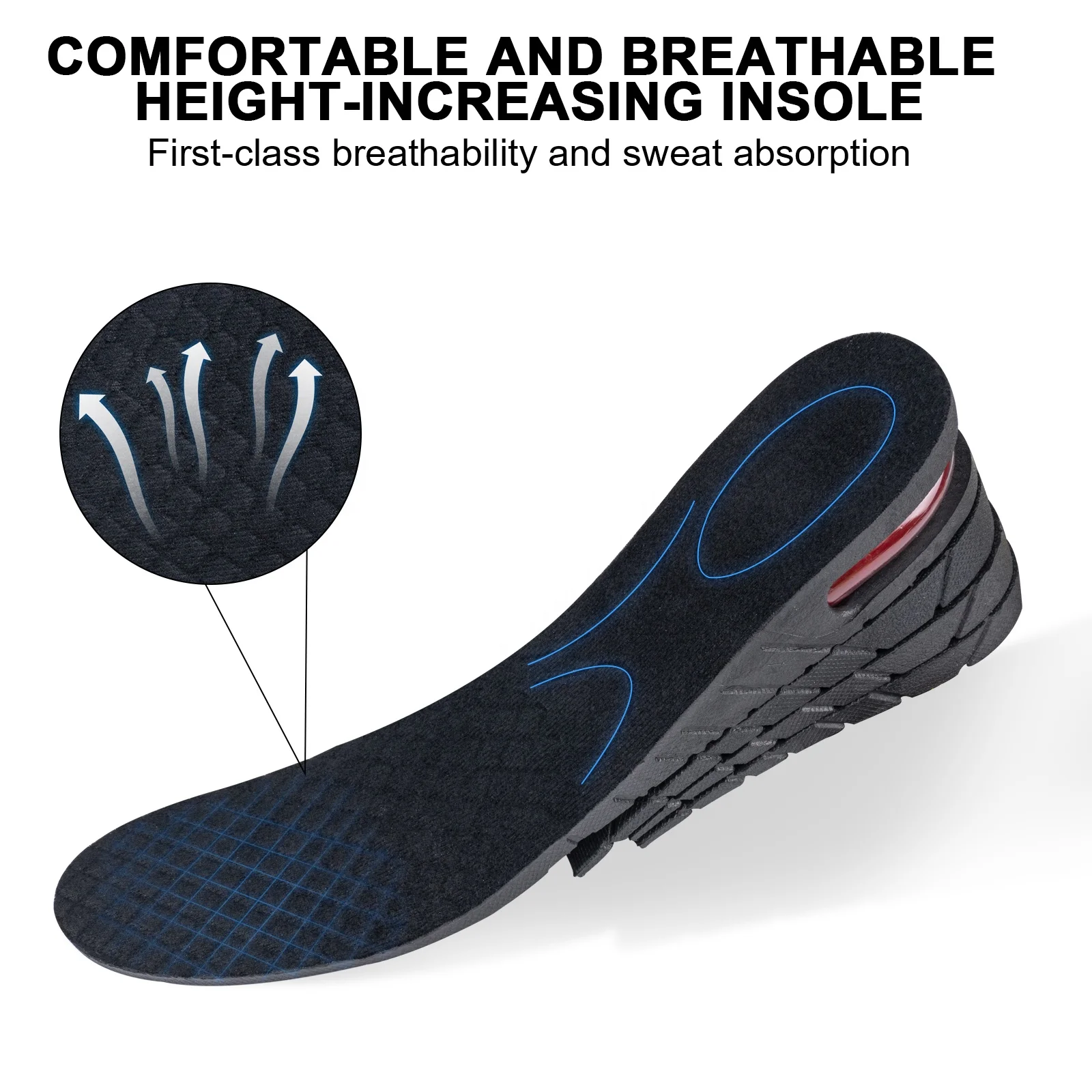 Height Boosting Shoe Lift 4 Layer Height Increasing Insoles Adjustable
