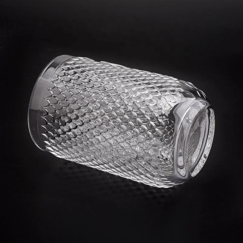 Clear crystal embossed candle cup glass candle bottle centerpieces for wedding table