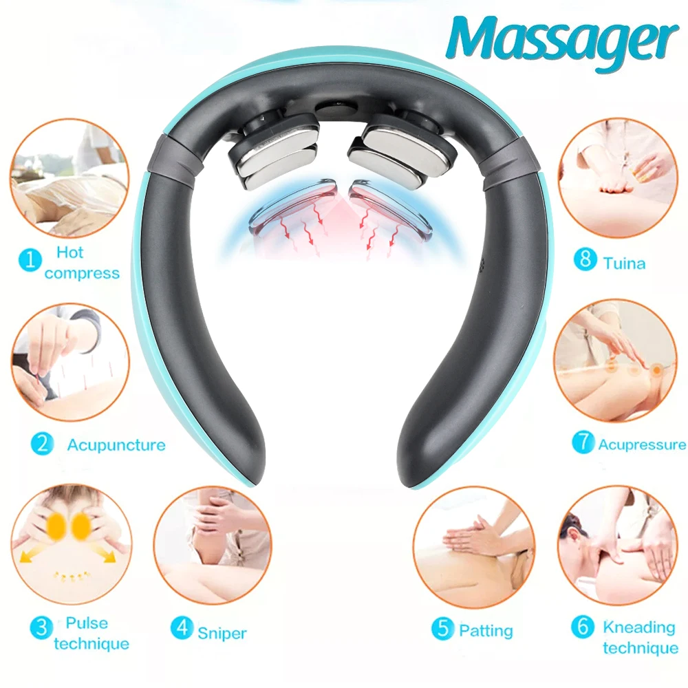 Tens Low Frequency Pulse Heating Massage 4d Smart Electric Neck