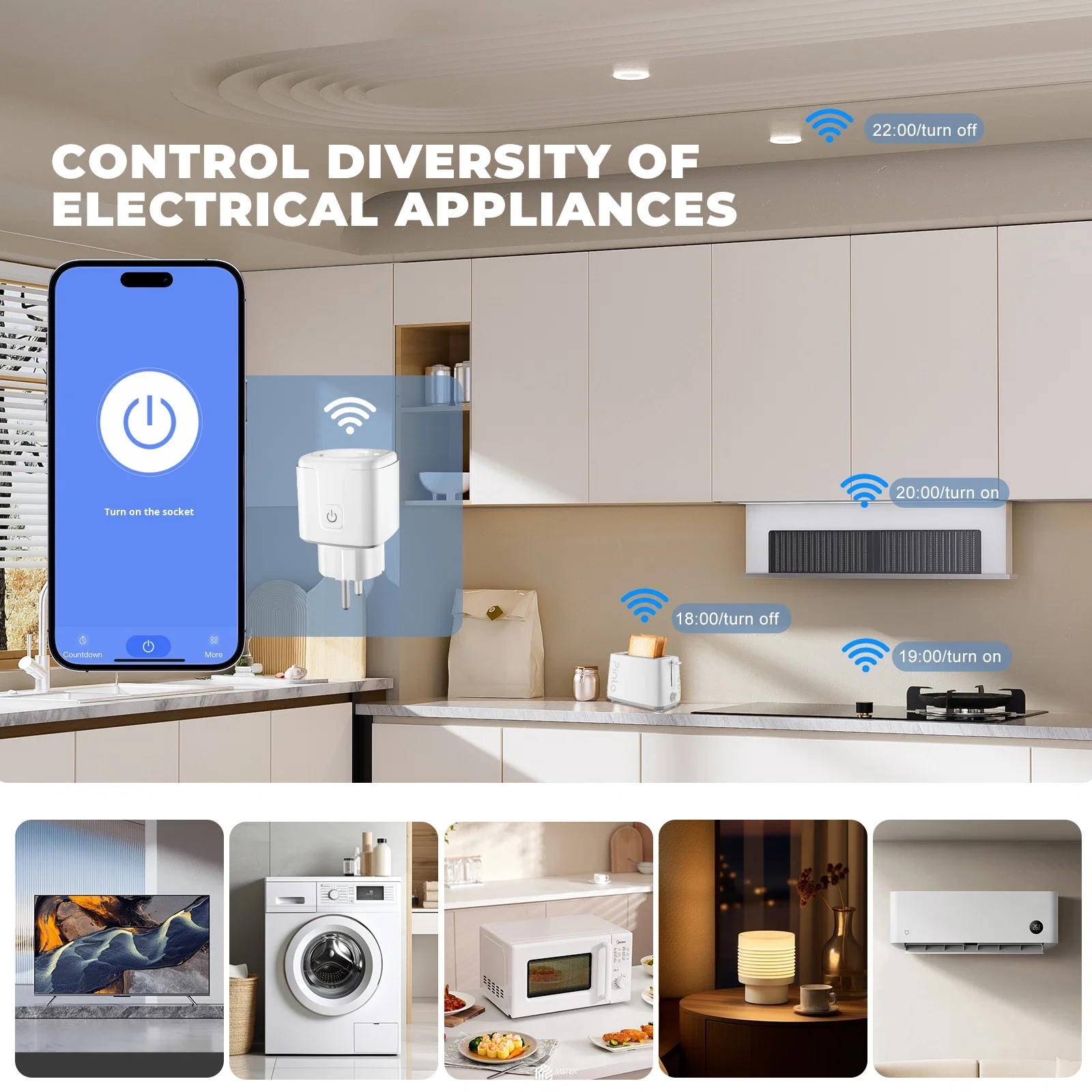 European Standard Smart Socket WiFi Smart Plug CozyLife Remote Control 16A Smart Home Security Door Protection Timing Settings Hee19990c545145b08f672acfe29e87cbx