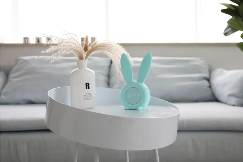 Children Cartoon Sleep Training Rabbit Bunny Clock Night Light Sunrise