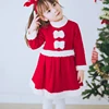 Kids girl clothing custom label red cotton baby christmas dress