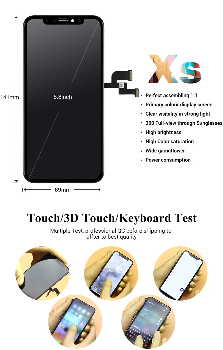 Mobile Phone LCD factory produce OLED for iPhone X Xs XR touch screen OEM replacement for iphone XR XS MAX LCD SCREEN ASSEMBLY
