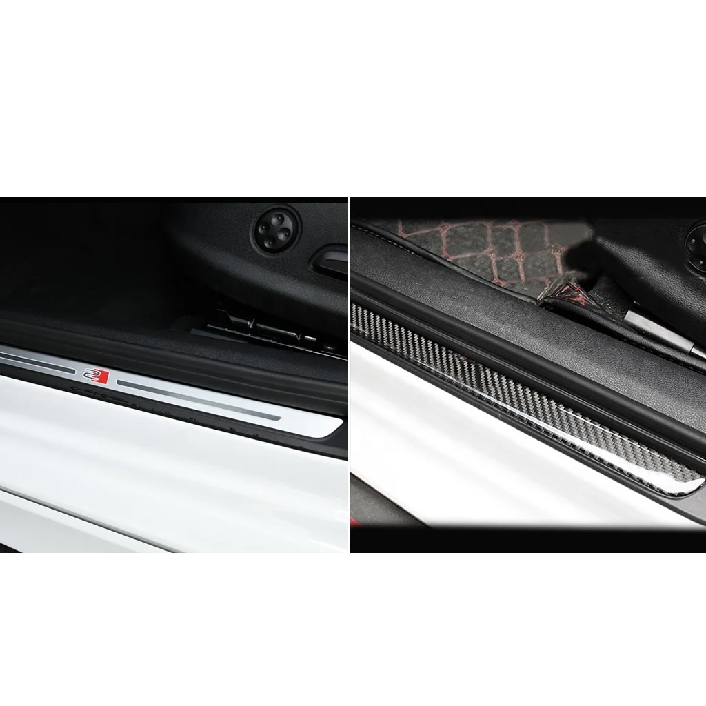 Protecteurs De Seuil De Porte Pour Nissan Juke - 4 Pièces, Film Carbone Cuir Blanc, Anti-rayures, Autocollant 3M - 2