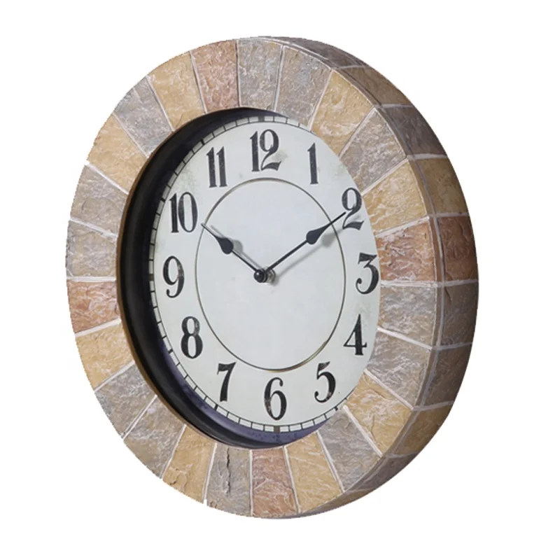 Outdoor Garden Street Slate Effect Polyresin Wall Clock For Decoration ...