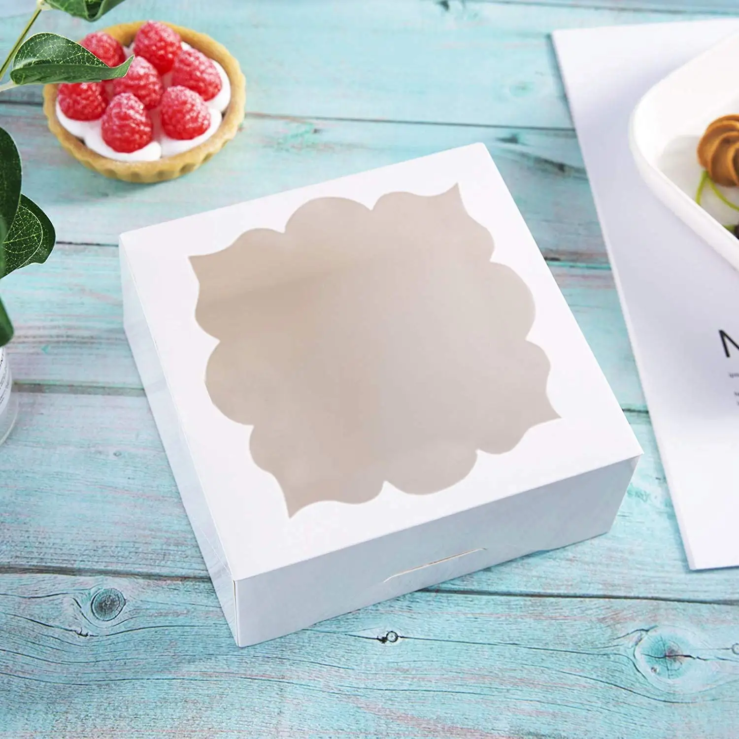 4x4x2.5 Inches Paper Cardboard Gift Clear Window Pastries Cookies Pie