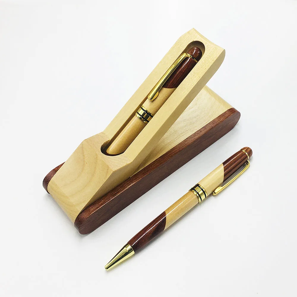 Engraved Personalised Wooden Maple & Walnut Pen In Matching Two Tone Box Case 