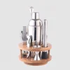 Factory Direct unique barware sets cocktail set bag wood base