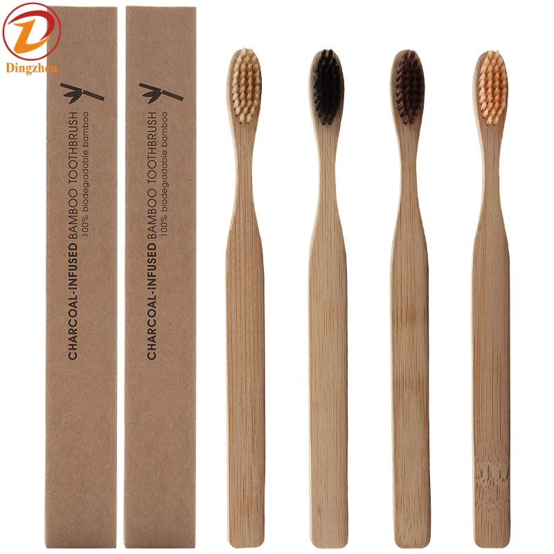 Biodegradable Wooden Bamboo Toothbrush Soft Bristles With Travel