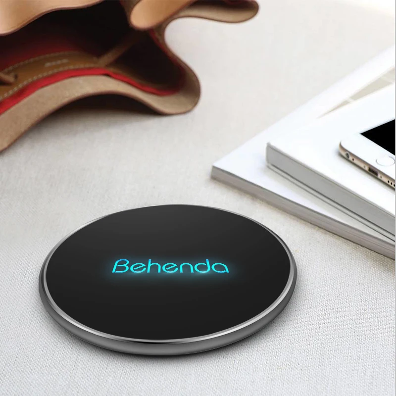 2019 simple stylish luminous 10 w fast qi wireless phone chargers wireless charger plates