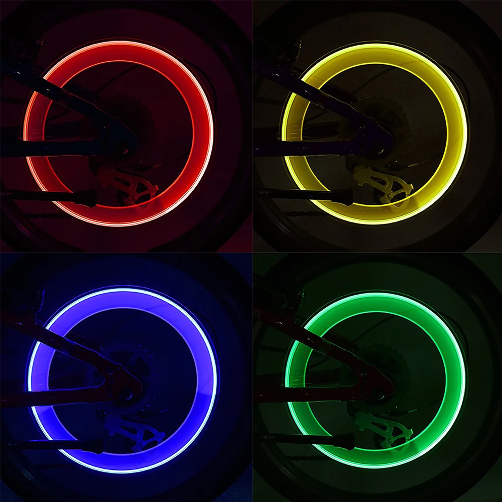 2pcs MTB Bicycle Wheel Tire Valve Caps Light Bike Tyre LED Neon Glow Lamp AU 