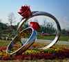Large Metal Stainless Steel Love Rings Sculptures