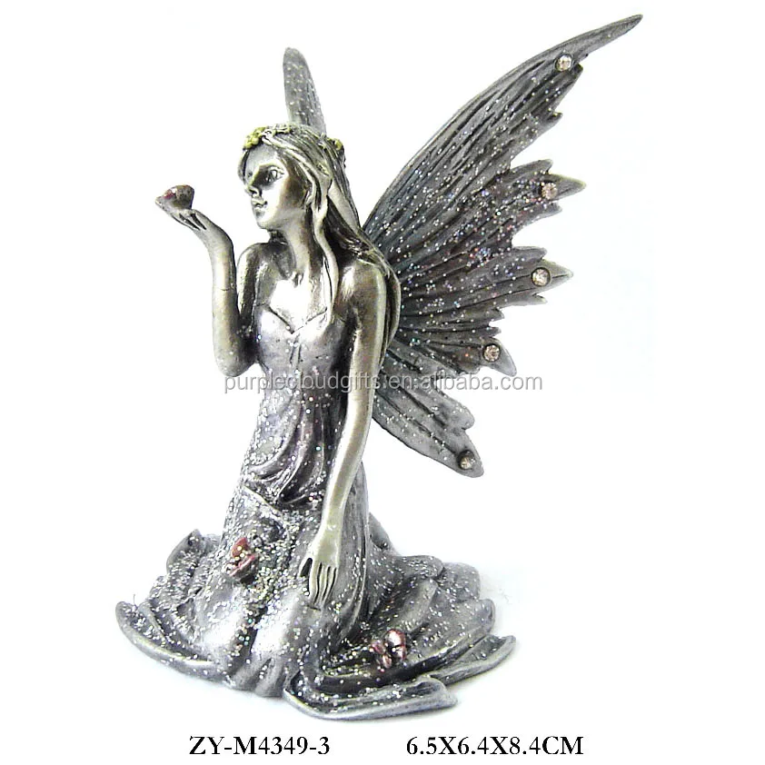 Wholesale Home Decor Glitter Pewter Mini Fairy Figurines As Wedding