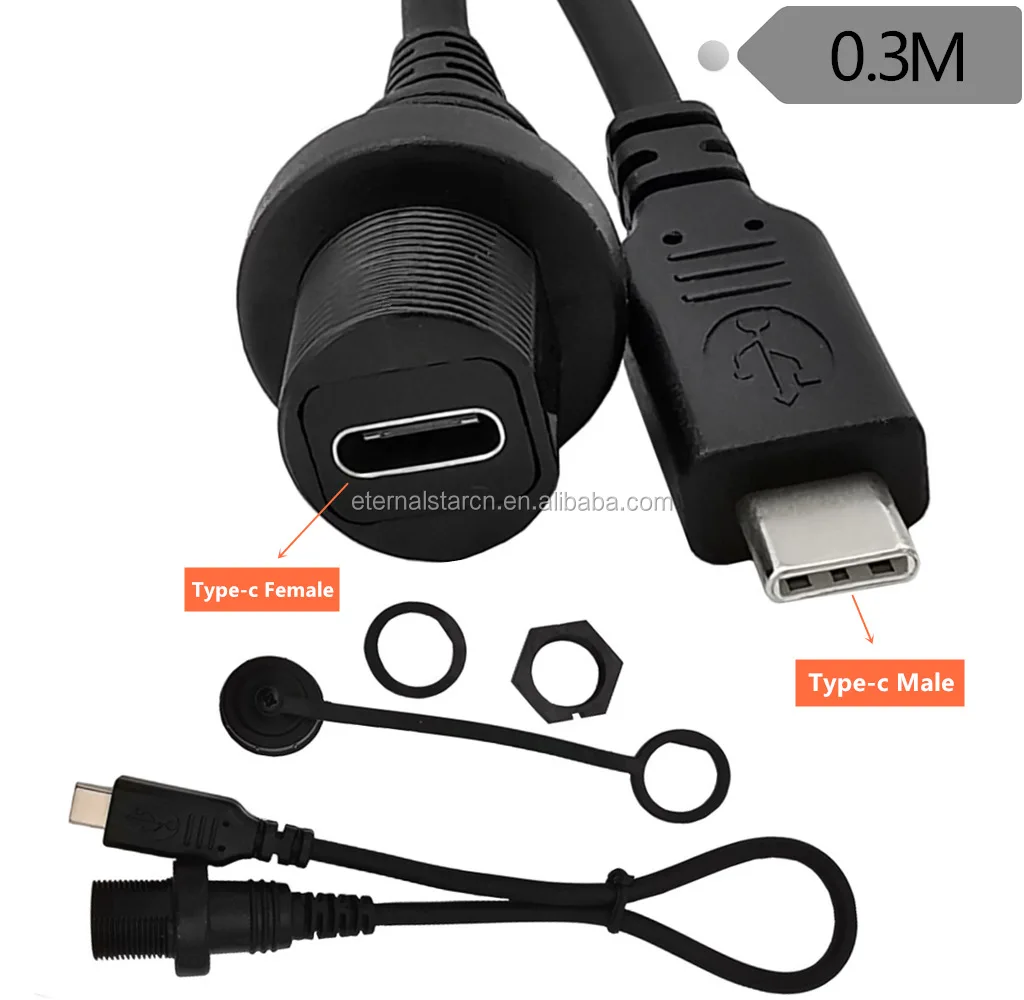 Usb Type C Female Panel Mount Solder Usb Connector With Cable Buy Usb
