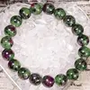 Wholesale Metaphysical Spiritual Jewelry Stretchable Natural Round Ruby in Zoisite Beads Stone Bracelet