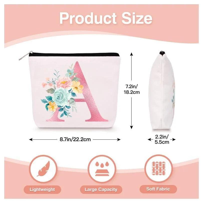 Stanley Cup Canvas Lanyard Personalized Initial Cosmetic Bag with Keychain for Travel Female Bridesmaid Youth Open Closure manufacture