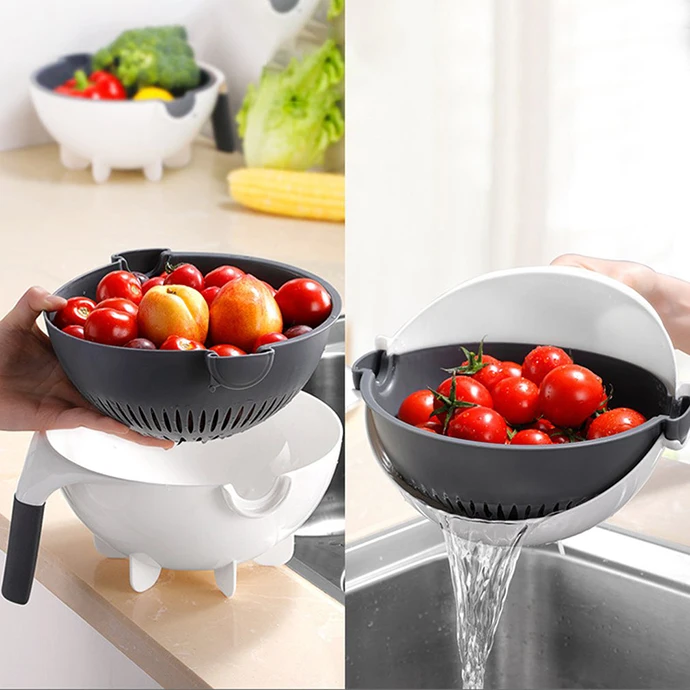 Multifunction 9 In 1 Magic Vegetable Fruit Cutter Grater w/ Washing Basket 