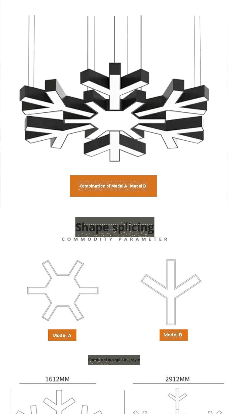 product customizable creative snowflake led modeling lamp special shaped chandelier for billiard room internet cafe shopping mall-11