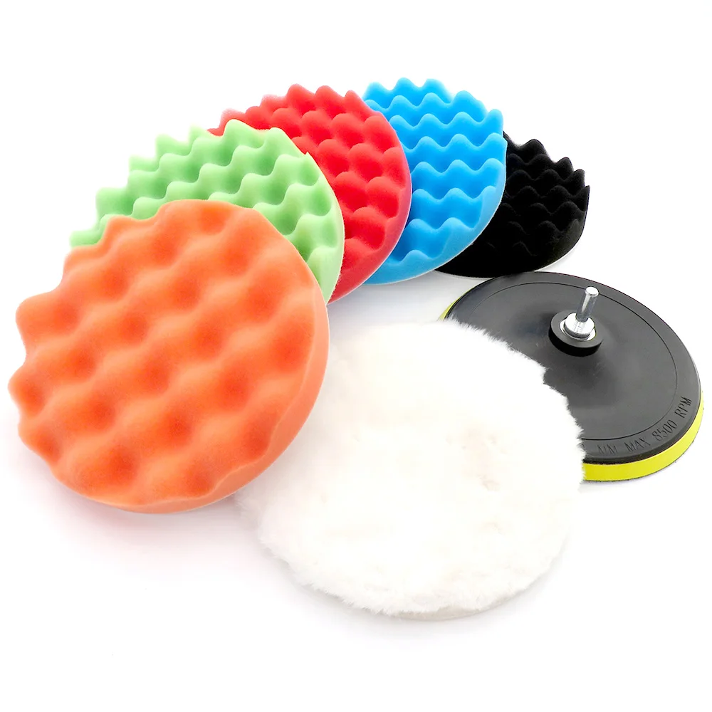 8pcs/set 7 Inch 180mm Waffle Metal Polishing Pad + Backing Pad + Wool ...