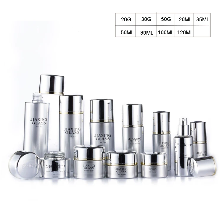 Wholesale Silver Luxury Skincare Body Lotion Cosmetic Packaging Glass