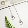 YWSY108 RDT Korean Japanese Girl Women Novelty Bling Rhinestone Moon Star Tassels S925 Sterling Silver Tread Wire Stud Earrings