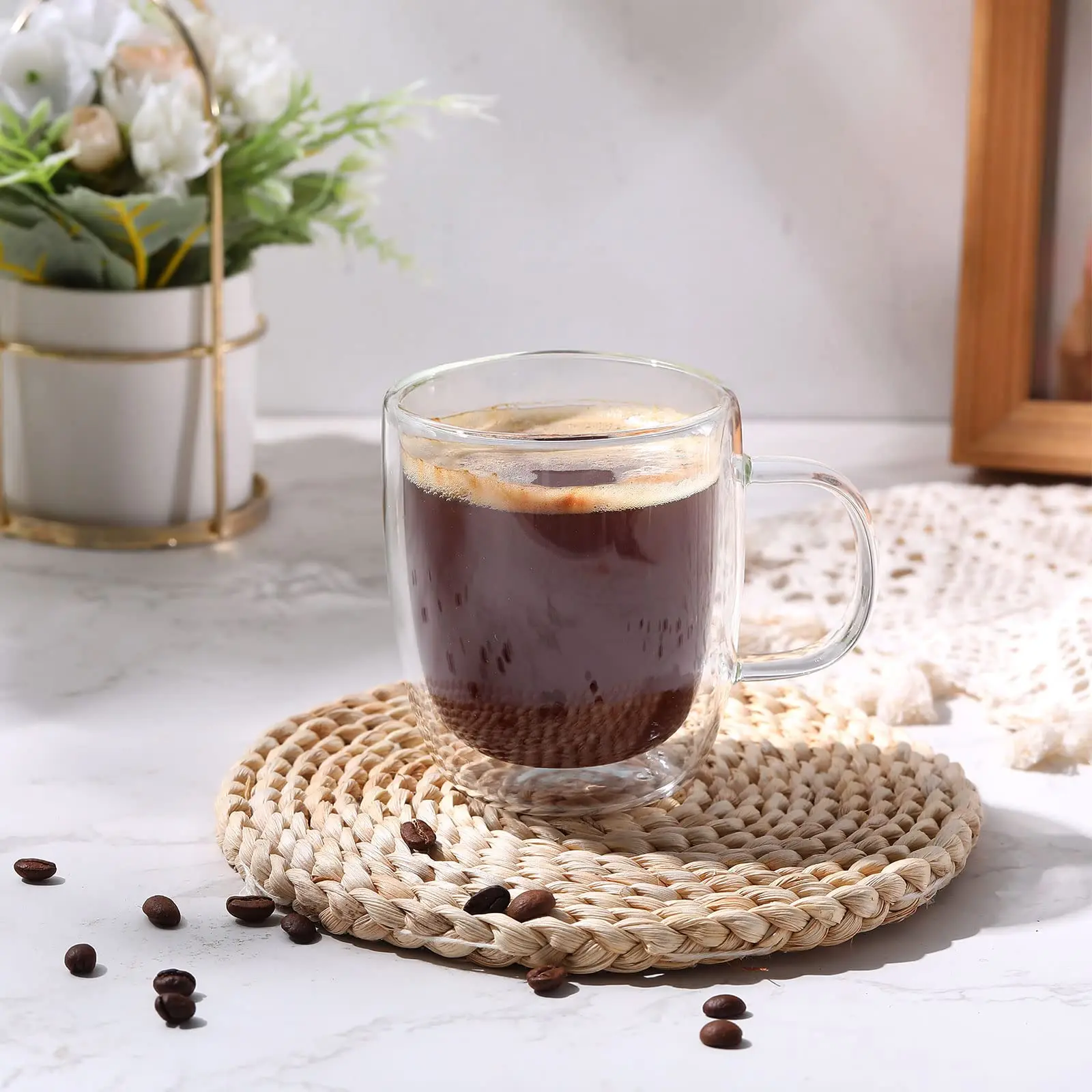 Wholesale Eco Friendly High Borosilicate Coffee Double Wall Glass Cup With Handle Buy