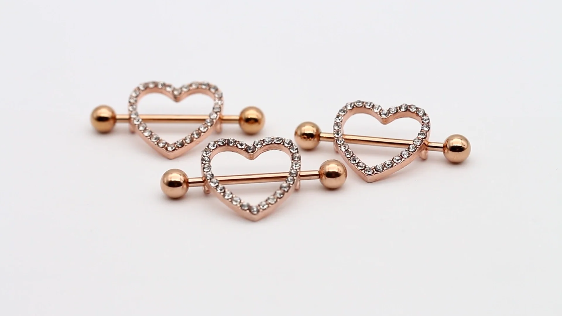 New Heart Shape Fashion Cute Silver Rose Gold Plated Stainless Steel