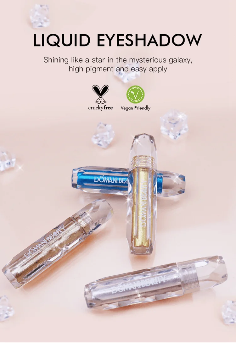 Domani Beauty Waterproof Shimmer Wholesale Custom Glazed Glitter Makeup Brush Private Label Single Liquid Eye Shadow Eyeshadow