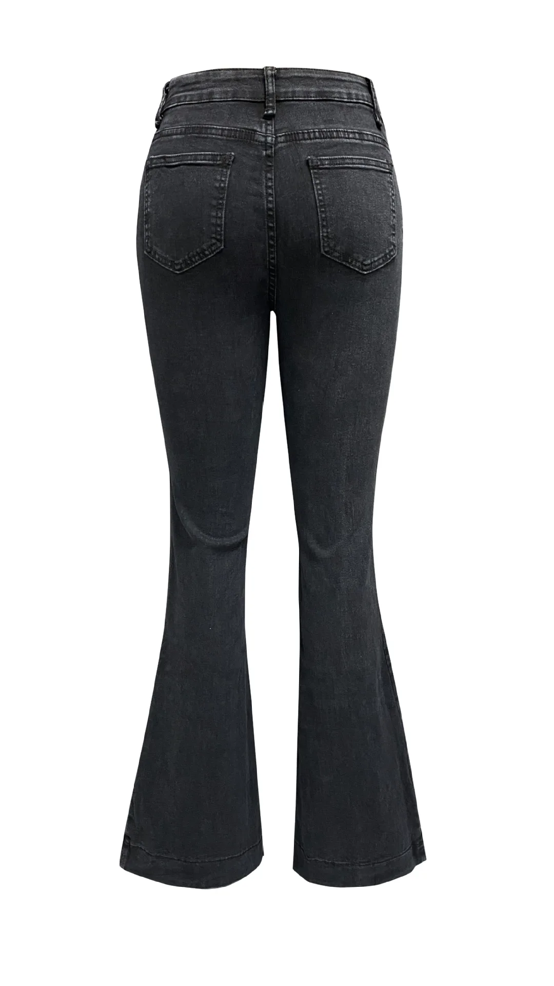 High-Waist Flared Jeans Women's Summer Button Breathable Denim Flare Jeans