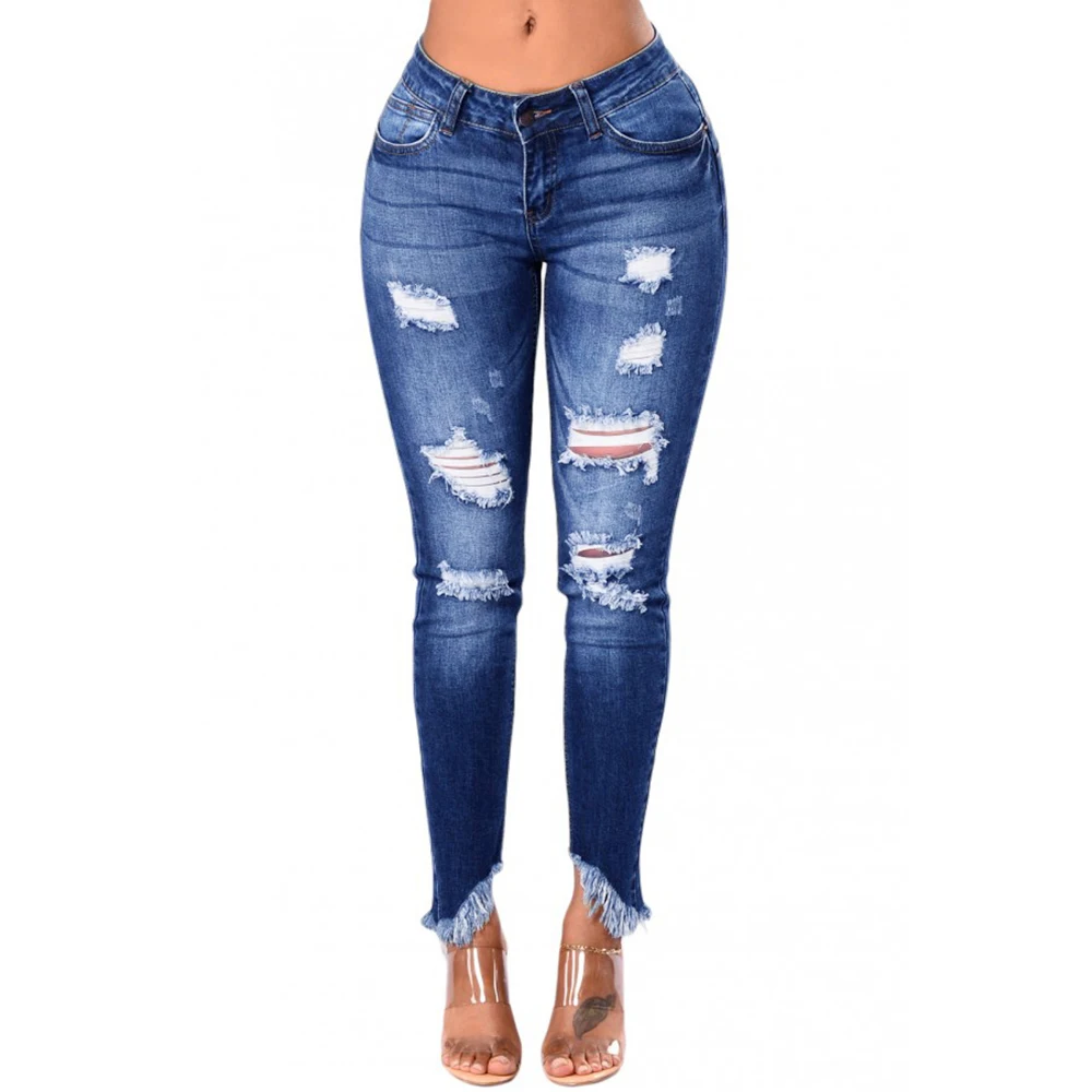 Irregular High Waist Denim Ripped Jeans Women - Buy Ripped Jeans Women ...