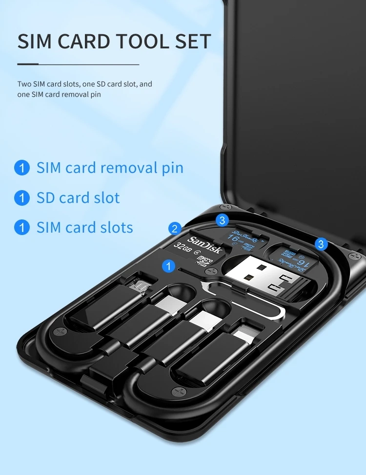 Support Data Transmission Combination Storage 3 In 1 USB Charging Cable For Iphone Type-c - ANKUX.COM