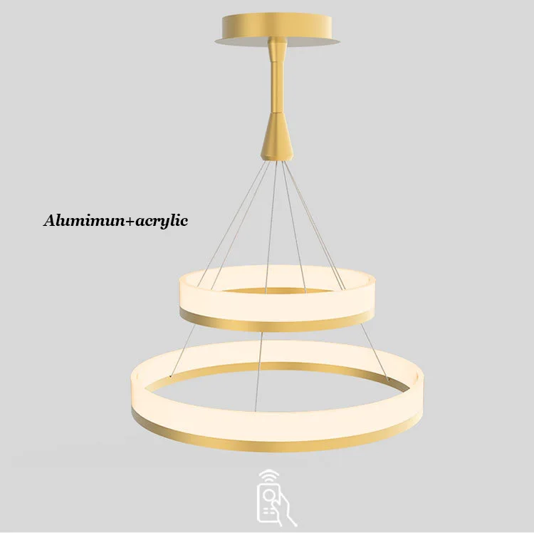 Zhongshan black and gold pendant light led ring chandelier light acrylic round led modern chandelier