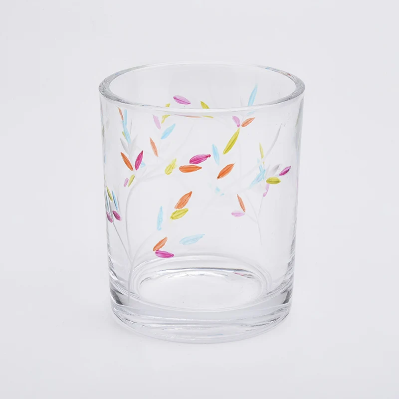 Wholesales 10oz Decal Glass Candle Holders for Soy Wax Home Decor