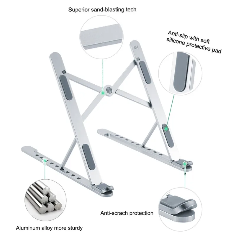 M4 Home Aluminum Alloy Single Layer PC Stand Height Laptop Adjustable Laptop Holder Portable
