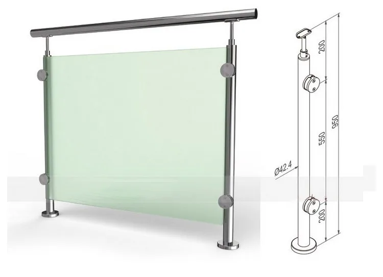 Superhouse cheap glass stainless handrail