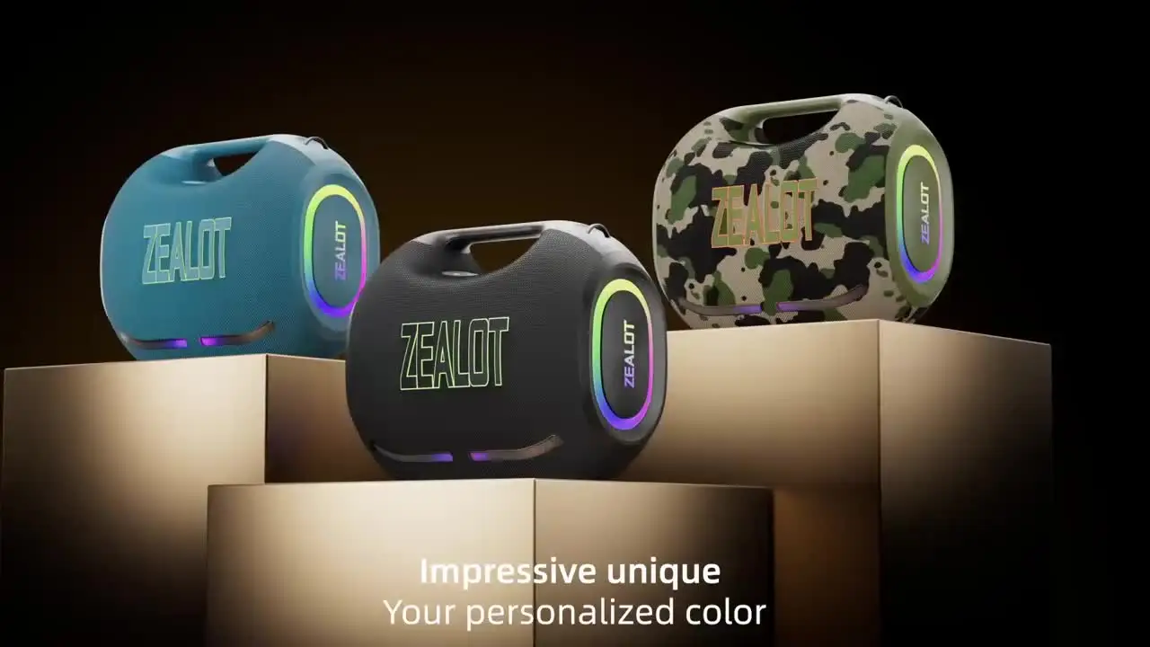 Zealot ZE21 250W Portable RGB LED Wireless Speaker for Outdoor Karaoke