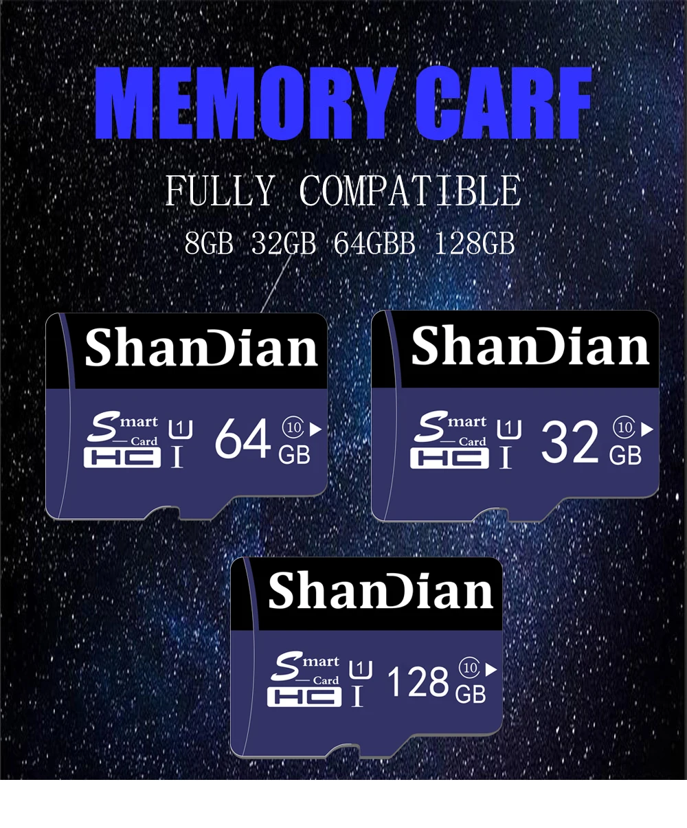 SHANDIAN High Speed Ultra Mini TF Card 8GB 16GB 32GB 64GB 128GB C10 SD Memory Card For Car GPS Navigation Navi - ANKUX.COM