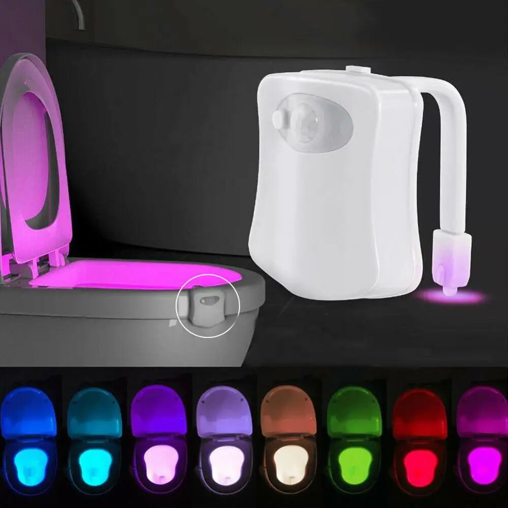 Waterproof LED Toilet Night Light Motion Sensor 8 Color Changing Seat Lamp For Kids Bathroom Safe WC Toilet Bowl