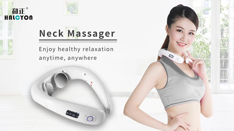 Hezheng White Vibration Massage Hot Moxibustion Pulse Neck Shoulder Massager