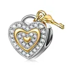 "Love You Forever" 925 Sterling Silver Lock Key Dangle Heart Shape Charms