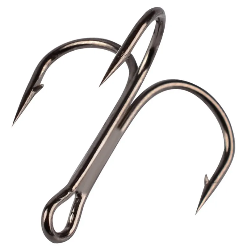 

1pc 2# 4# 6# 8# 10# Black Fishing Hook High Carbon Steel Treble Overturned Hooks Fishing Tackle Three hook