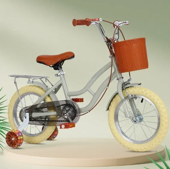 product girls princess bike 12 18 inch with rear seat  flash training wheels retro style kids bicycle-5