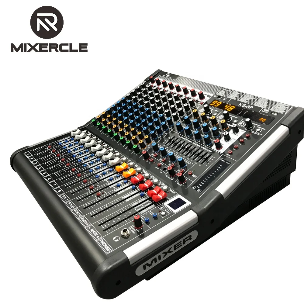 
KS-8P, Dual 99 DSP Effects, 4 AUX ,USB Power Mixer Audio Professional Mixer de Audio 