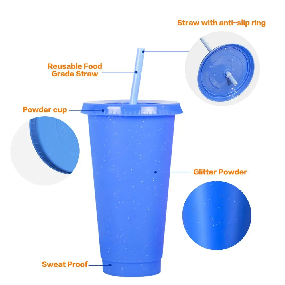 24oz Plastic Straw Cup Largecapacity Transparent Drink Milk Tea Cup