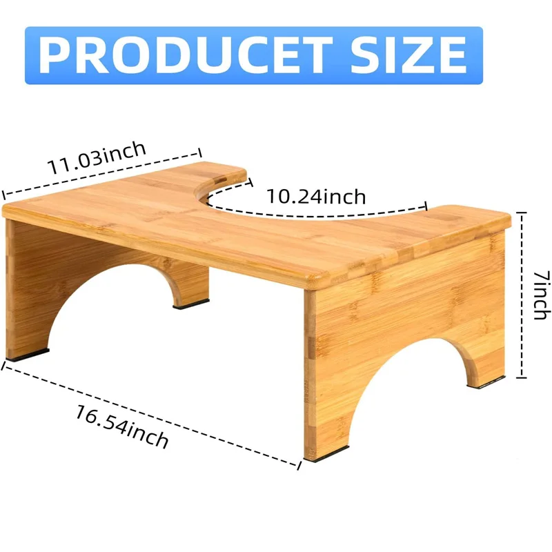 Foldable Wooden Toilet Stool Squatty Potty Bamboo Stool For Bathroom