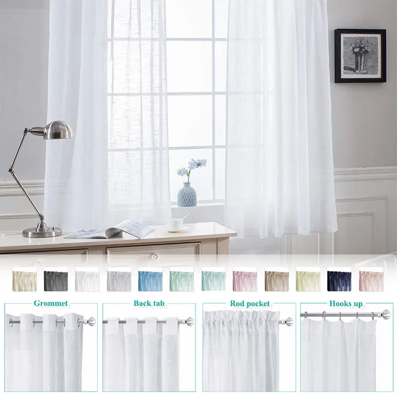 White Sheer Curtain Linen Look Sheer Curtain Fabric Curtains For The Living Room // Buy White
