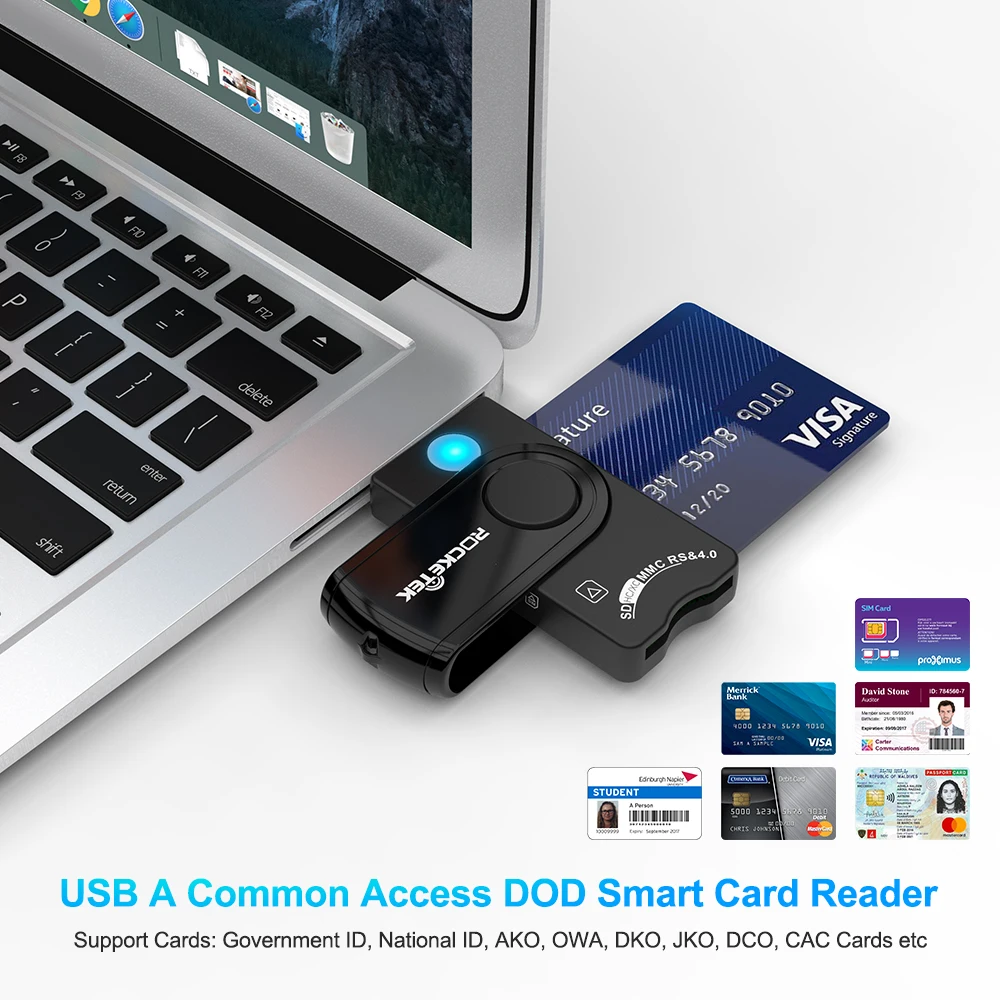 Rocketek Latest USB 3.0 CAC Reeader Smart card reader SIM card reader for SD/TF MMC memory card - ANKUX.COM