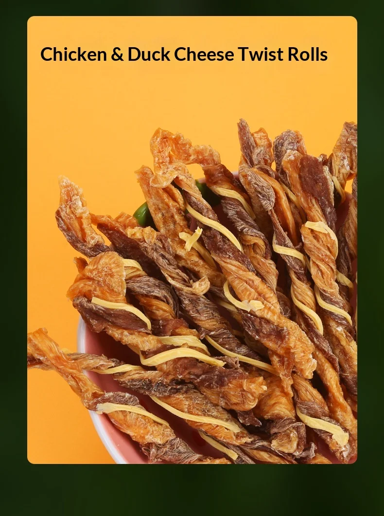 MOT Freeze-dried Chicken Duck Cheese Meat Twist Roll Wear-resistant Dog Training Snacks From Shandong manufacture