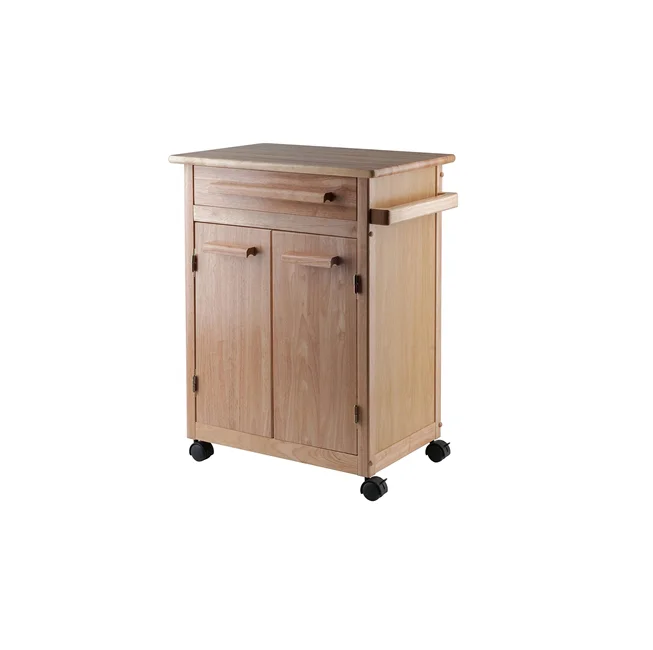 
Wood Single Drawer Kitchen Cabinet Storage Cart Rolling Kitchen Island Natural 