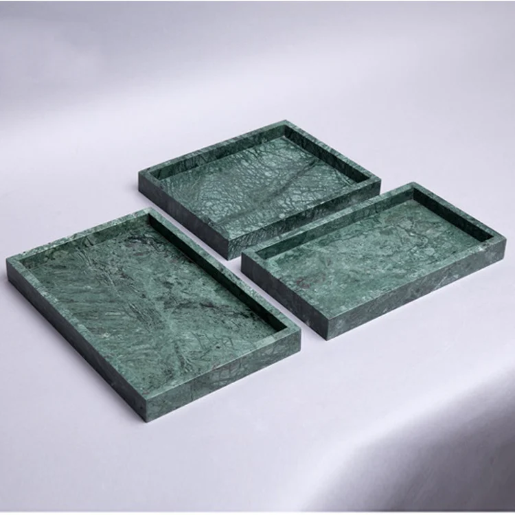 Nordic style green marble rectangle jewelry box